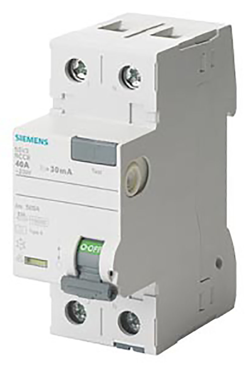 Siemens SENTRON Series Residual Current Circuit Breaker, 40A, 2-Pole, 300 mA, Type A, 0.8 kA 230V ac