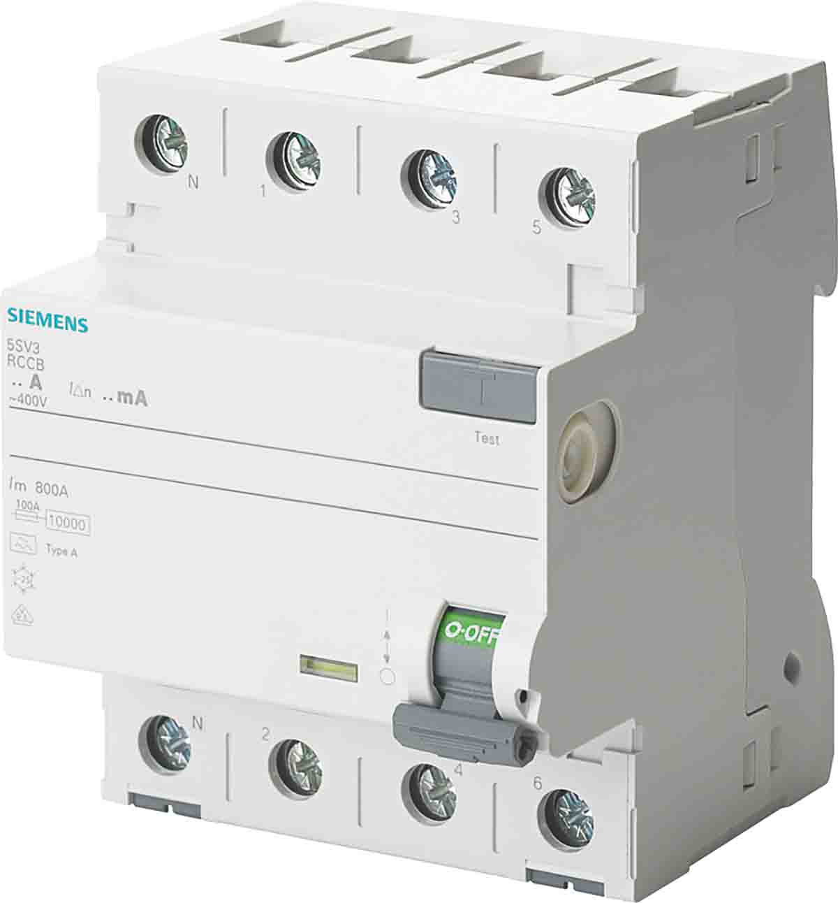 Siemens SENTRON Series Residual Current Circuit Breaker, 40A, 4-Pole, 300 mA, Type A, 10 kA 400V ac