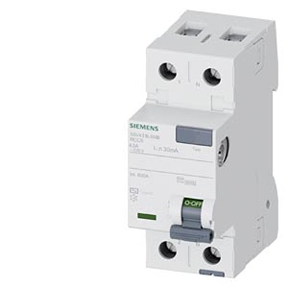 Siemens 5SV43 Series Residual Current Circuit Breaker, 63A, 2-Pole, 30 mA, Type AC, 0.8 kA 230V ac
