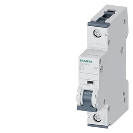 Siemens SENTRON 5SY4 Miniature Circuit Breaker, 1-Pole, 1.6A, Type B, 400V ac AC, 60 V dc DC, 10 kA Breaking Capacity