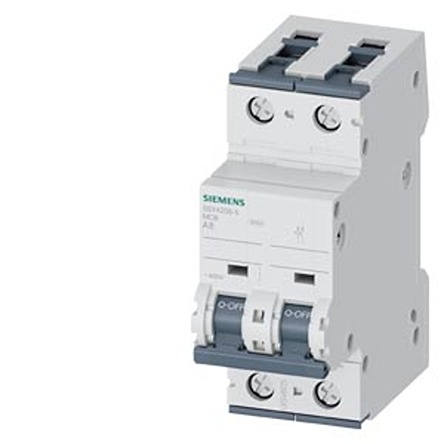 Siemens SENTRON 5SY4 Miniature Circuit Breaker, 2-Pole, 8A, Type A, 400V ac AC, 60 V dc DC, 10 kA Breaking Capacity
