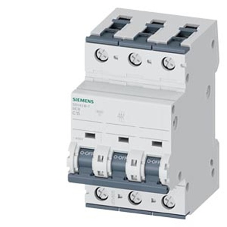 Siemens SENTRON 5SY4 Miniature Circuit Breaker, 3-Pole, 15A, Type C, 400V ac AC, 60 V dc DC, 10 kA Breaking Capacity