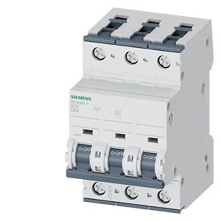 Siemens SENTRON 5SY4 Miniature Circuit Breaker, 3-Pole, 60A, Type C, 400V ac AC, 60 V dc DC, 10 kA Breaking Capacity