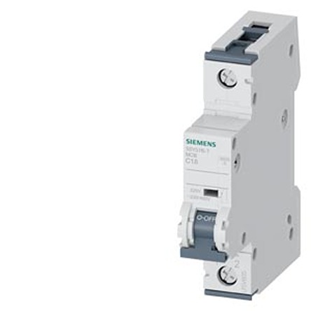 Siemens SENTRON 5SY5 Miniature Circuit Breaker, 1-Pole, 1.6A, Type C, 400V ac AC, 220 V dc DC, 10 kA Breaking Capacity
