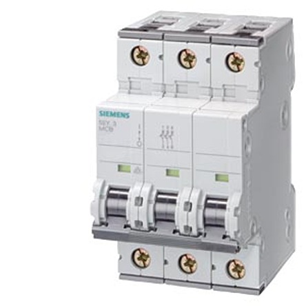 Siemens SENTRON 5SY8 Miniature Circuit Breaker, 3-Pole, 1.6A, Type C, 400V ac AC, 60 V dc DC, 70 kA Breaking Capacity