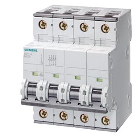 Siemens SENTRON 5SY8 Miniature Circuit Breaker, 4-Pole, 3A, Type C, 400V ac AC, 60 V dc DC, 50 kA Breaking Capacity