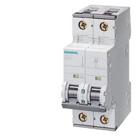 Siemens SENTRON 5SY8 Miniature Circuit Breaker, 2-Pole, 63A, Type D, 230V ac AC, 60 V dc DC, 20 kA Breaking Capacity