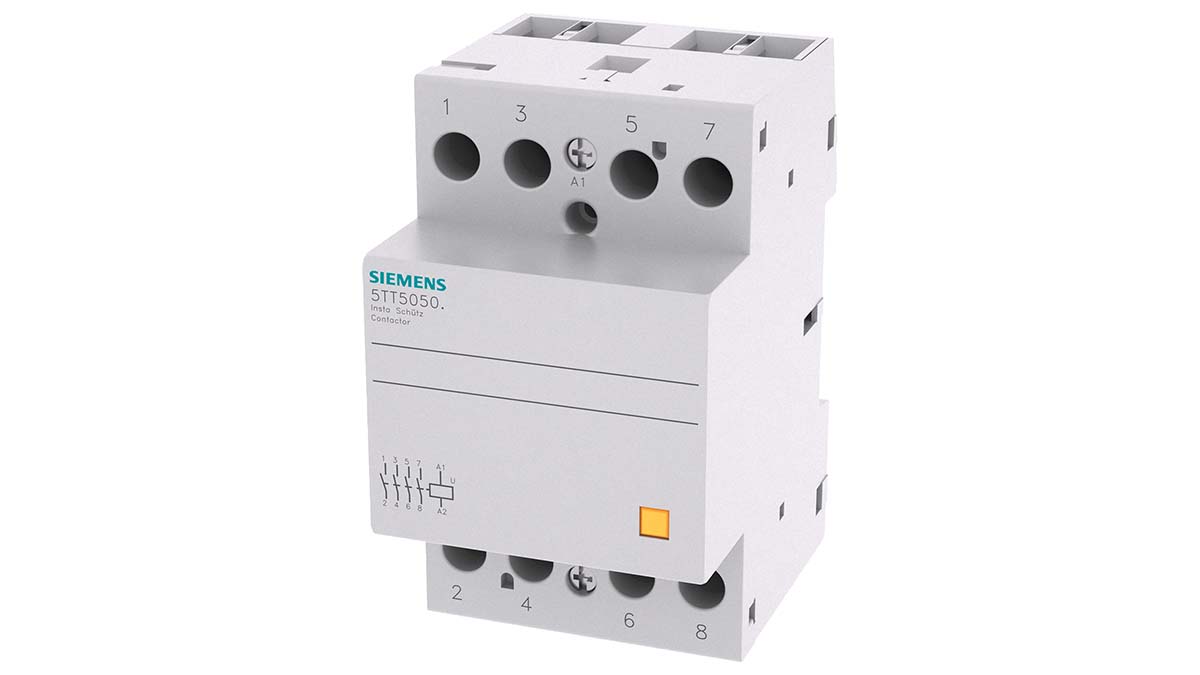 5tt5050-0 Siemens INSTA Contactor, 220V dc Coil, 4-Pole, 63 A, 0.008 kW 230V, 4 NO, 400V