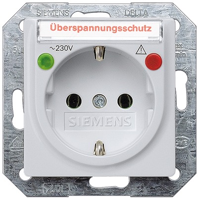 Siemens 5UB19 2 Gang Electrical Socket, 16A Indoor, Schuko