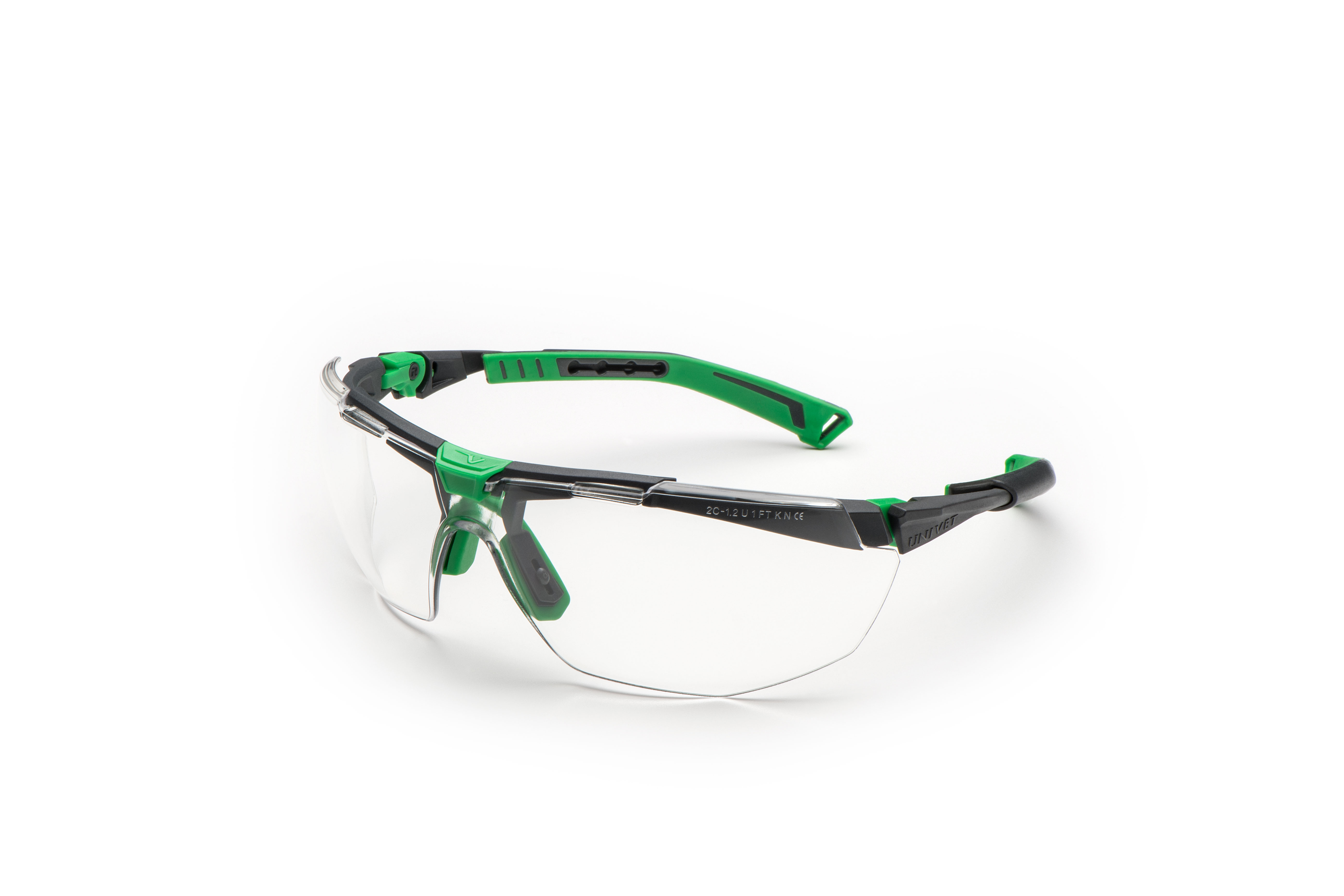 Univet 5X1 Safety Glasses, Anti-Fog Coating, Anti-Scratch, Clear, Dark Grey, Green Polycarbonate Lens, Polycarbonate,