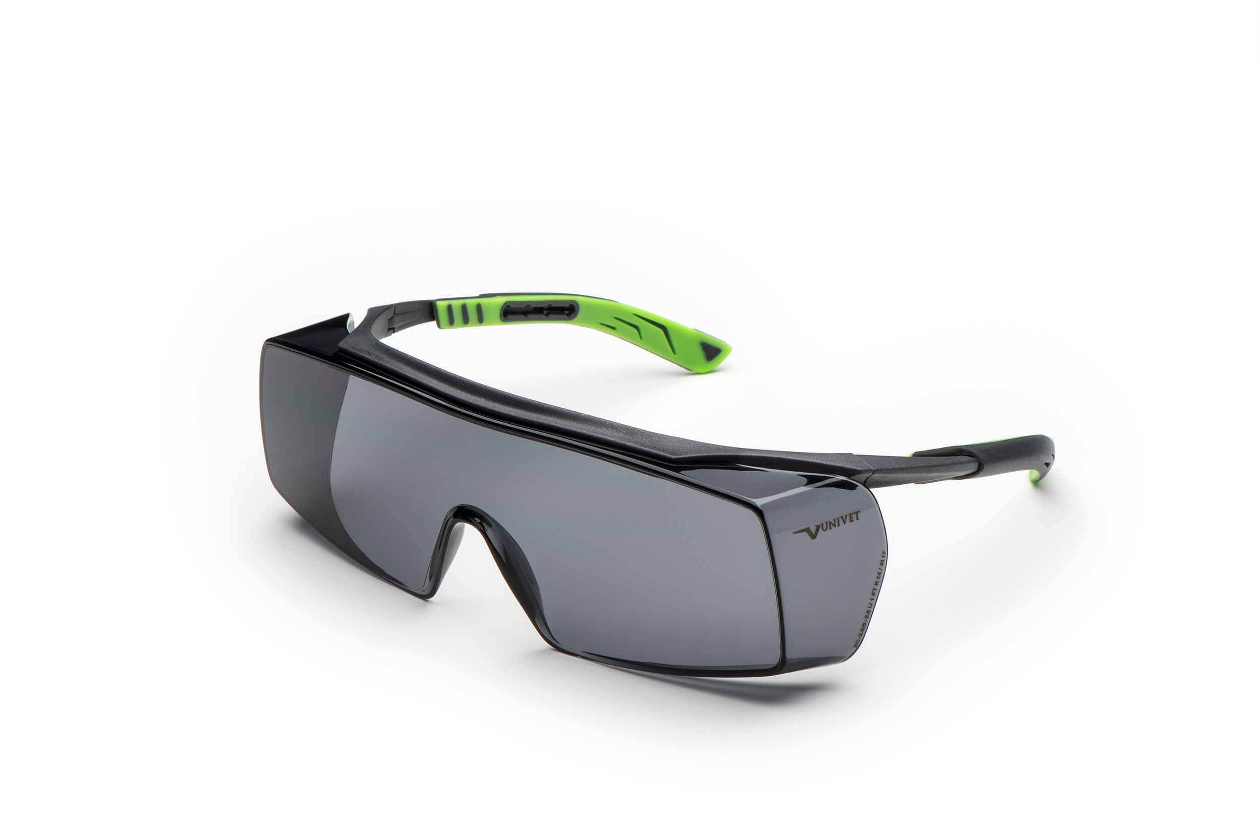 5x7011102 Univet 5X7 Safety Glasses, Anti-Fog Coating, Anti-Scratch, Grey, Green Polycarbonate Lens, Thermoplastic Rubber,