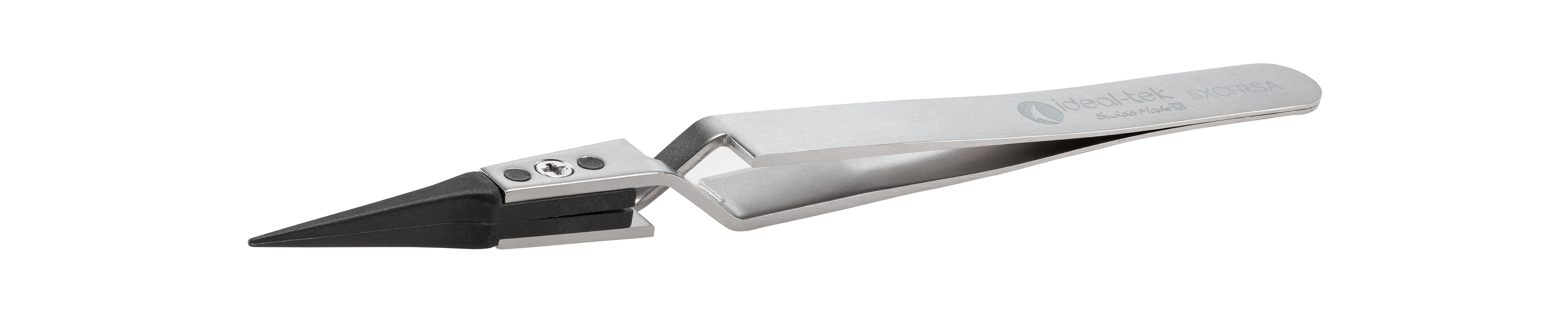 ideal-tek 130mm Carbon Fibre, Stainless Steel, Polyamide 66 Straight, Sharp, Very Fine ESD Safe Tweezer
