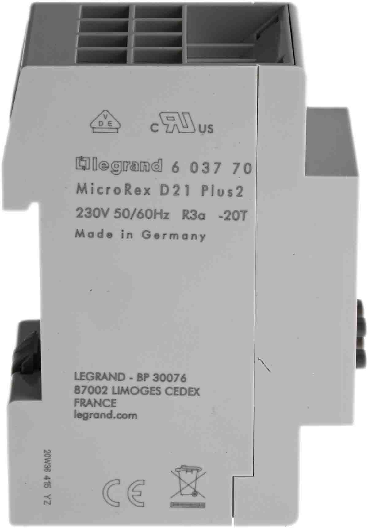 6-037-70 Legrand Digital MicroRex Plus 2 DIN Rail Time Switch, 1-Channel 230 V ac