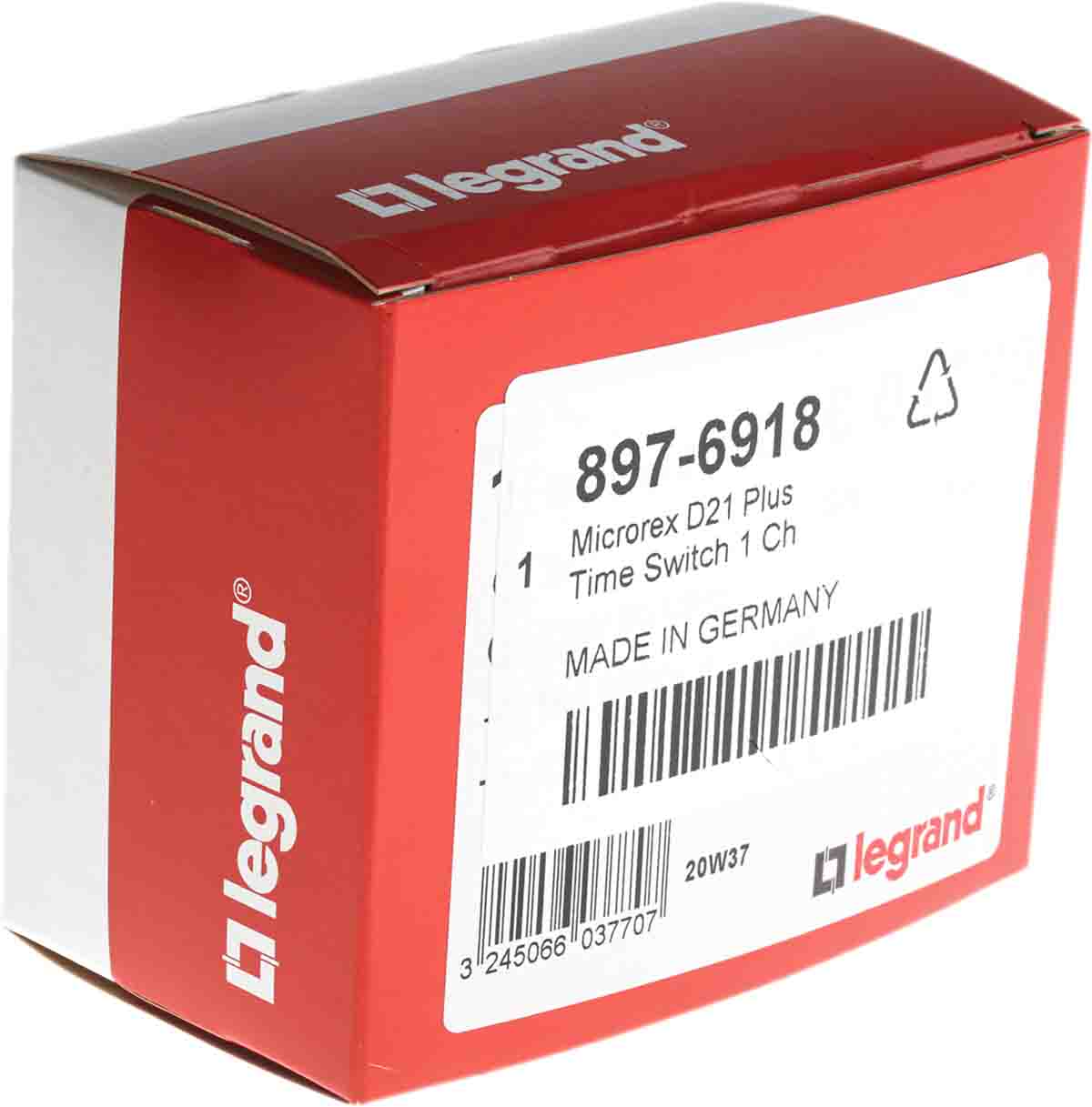 6-037-70 Legrand Digital MicroRex Plus 2 DIN Rail Time Switch, 1-Channel 230 V ac
