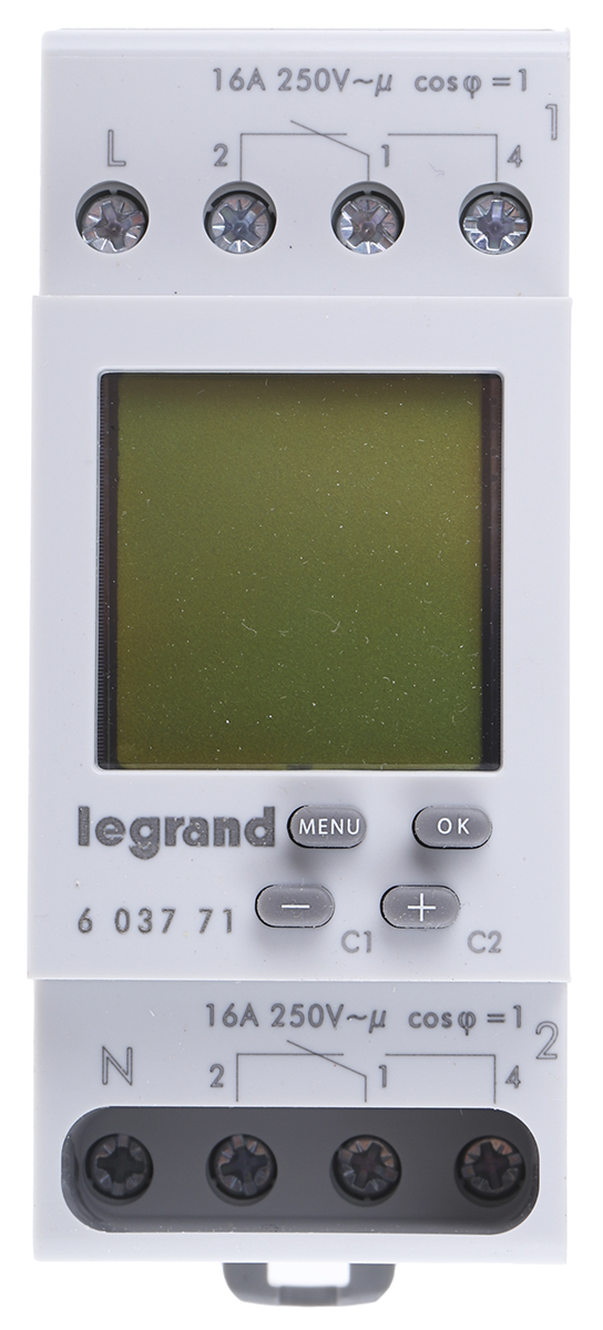 Legrand Digital MicroRex Plus 2 DIN Rail Time Switch, 2-Channel 230 V ac