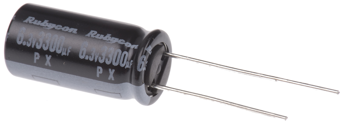 Rubycon 3300 μF Capacitor 6.3V dc, Through Hole - 6.3PX3300MEFC10X20 Radial Lead