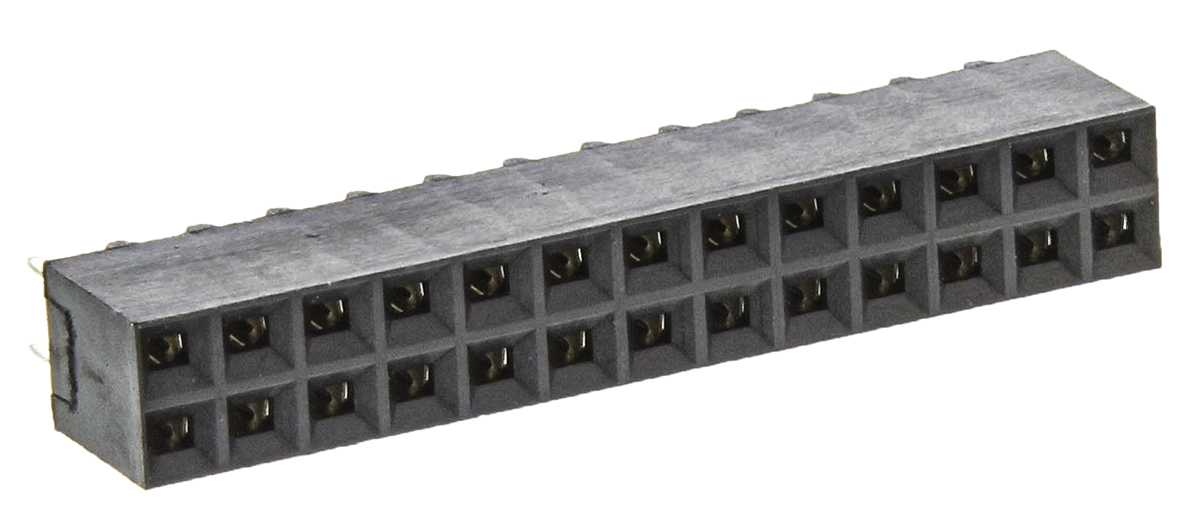 6-534998-3 TE Connectivity AMPMODU MOD IV Series Straight Through Hole PCB Socket, 26-Contact, 2 Row, 2.54 mm Pitch Solder