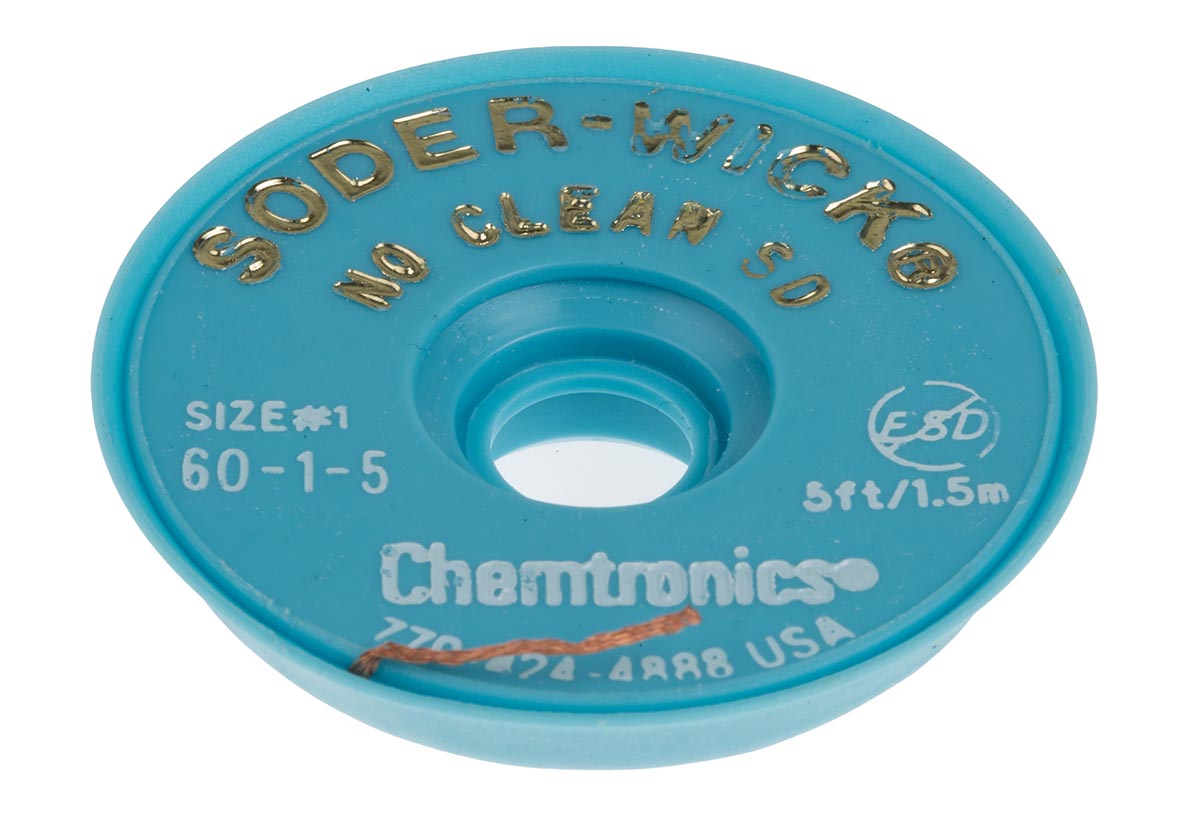 Chemtronics 1.5 m Lead Free No Clean De-Soldering Braid, Width 0.8 mm