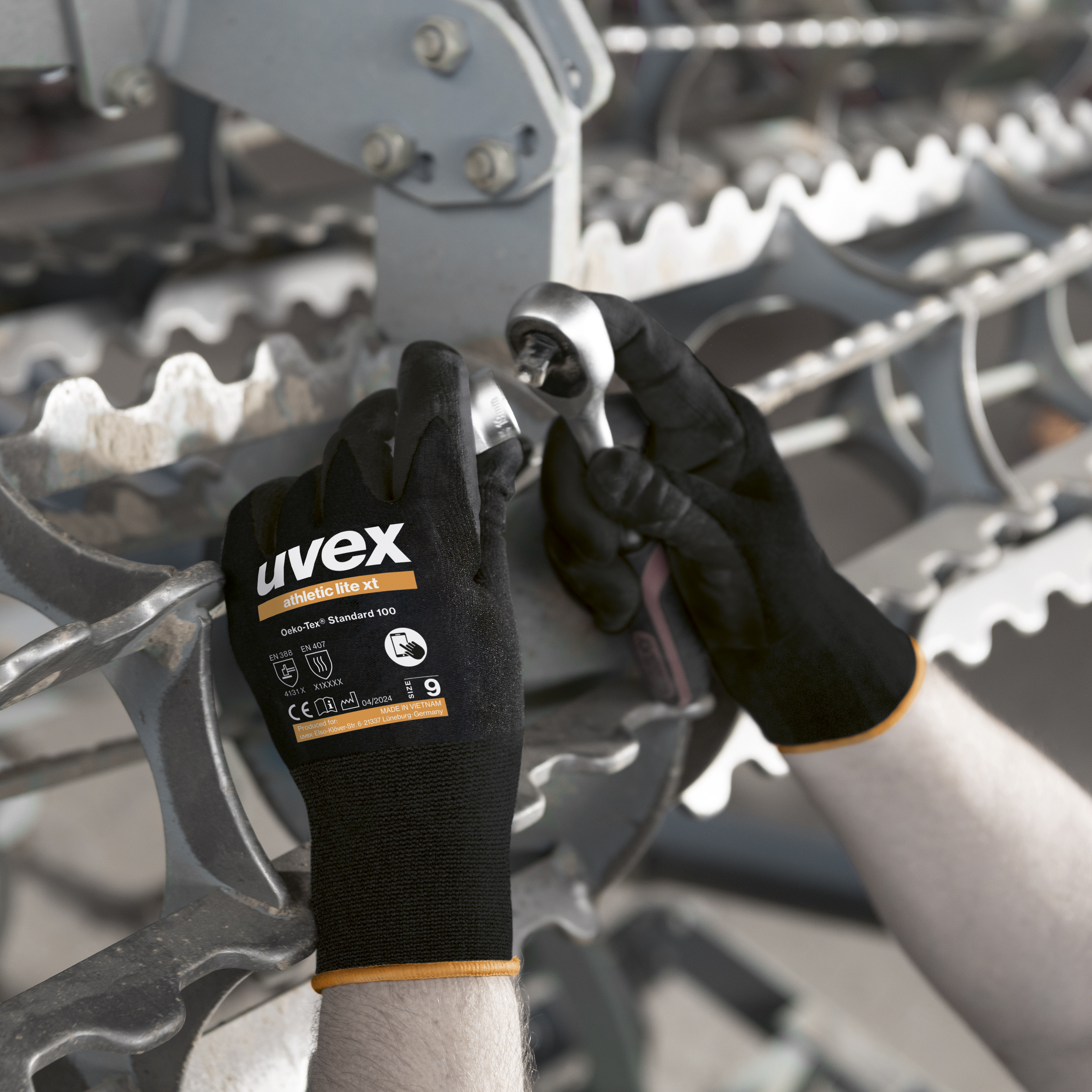 6002607 uvex 60026 Black Polyamide, Elastane Work Gloves, Size 7, Nitrile Micro-Foam Coating
