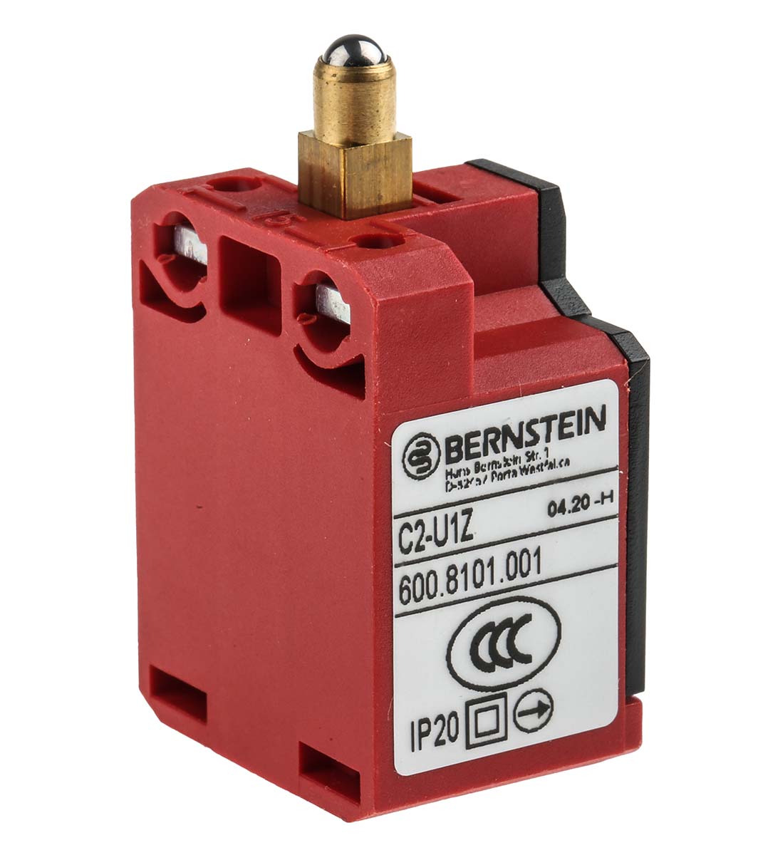 Bernstein AG C2 Series Plunger Interlock Switch, 1 NO/1 NC, IP20, Glass Reinforced Plastic Housing