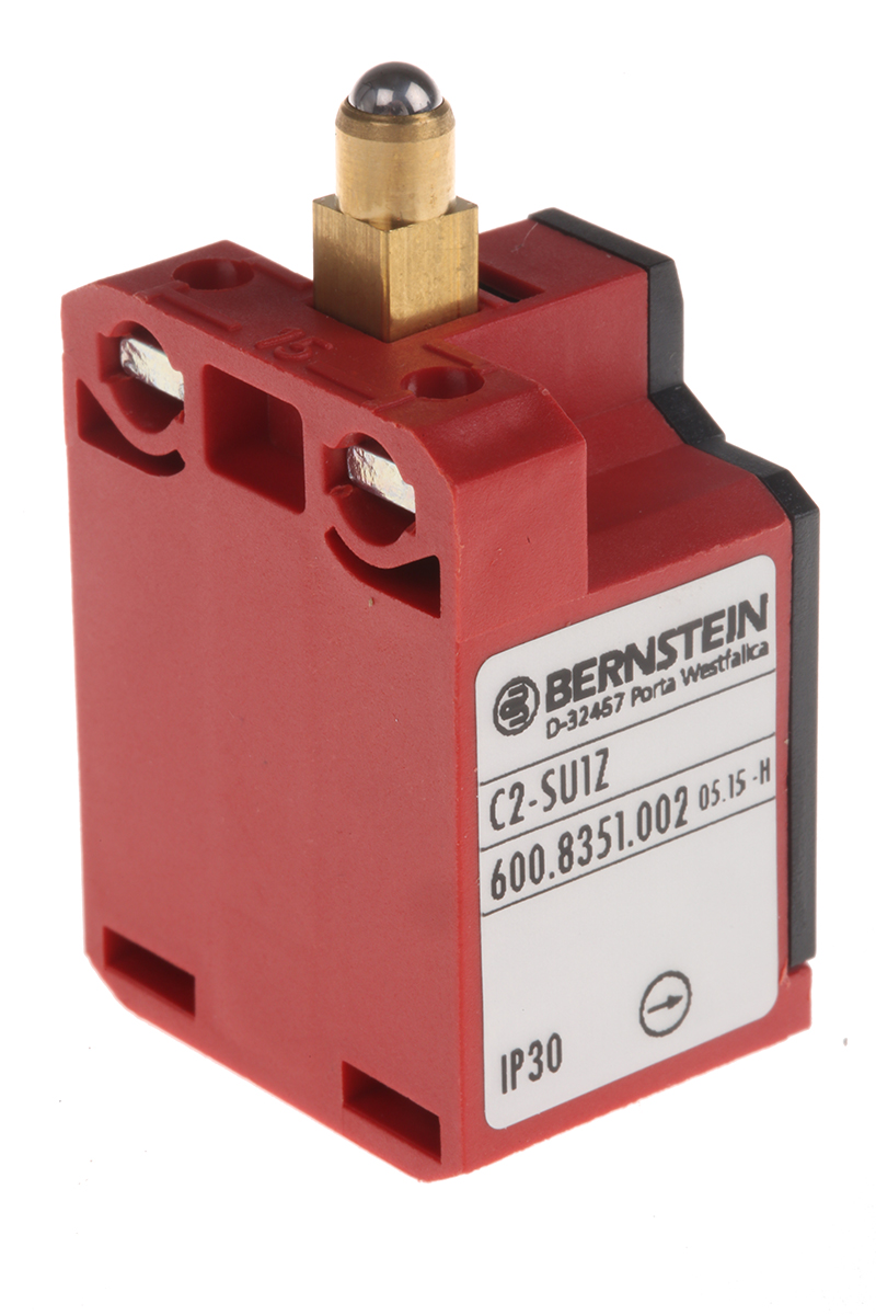 6008351002 Bernstein AG C2 Series Plunger Interlock Switch, 1 NO/1 NC, IP20, Glass Reinforced Plastic Housing