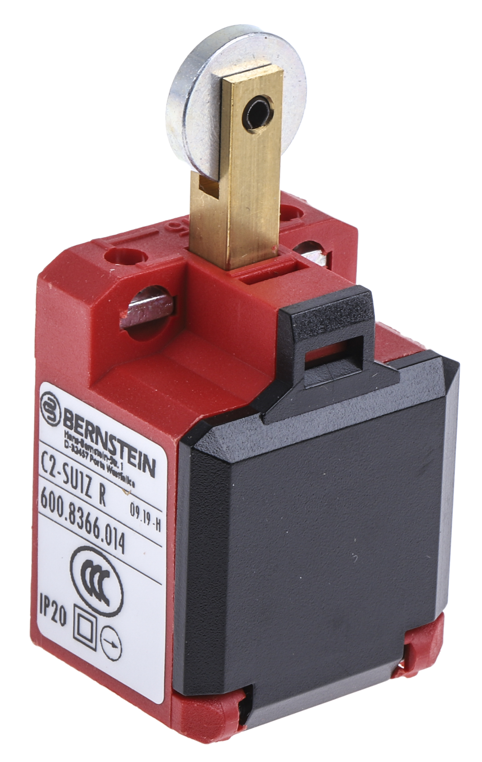 6008366014 Bernstein AG C2 Series Roller Interlock Switch, 1 NO/1 NC, IP20, Glass Reinforced Plastic Housing, 250V ac, 10A