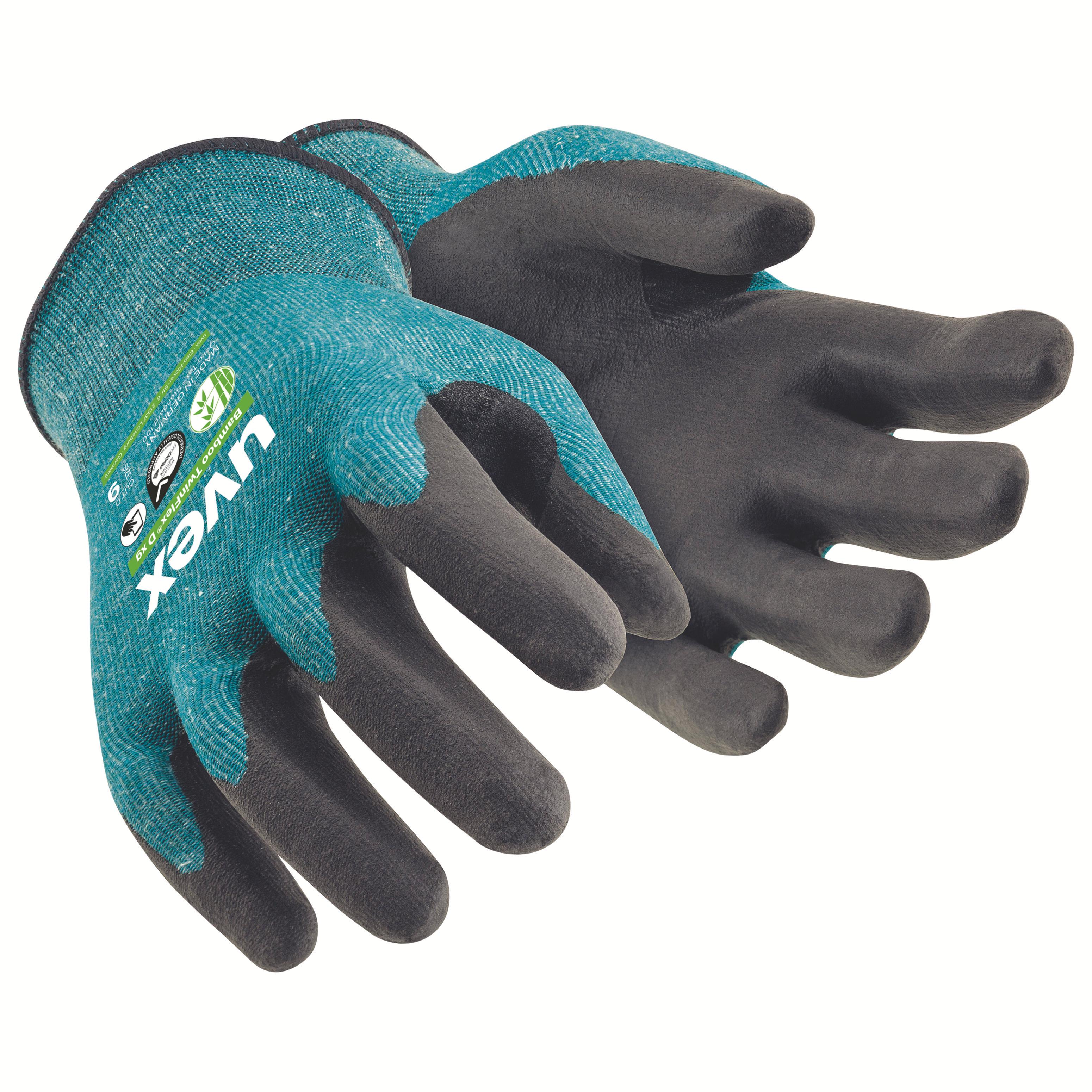 6009009 uvex Bamboo TwinFlex D xg Grey Elastane Work Gloves, Size 9, Aqua Polymer Coating