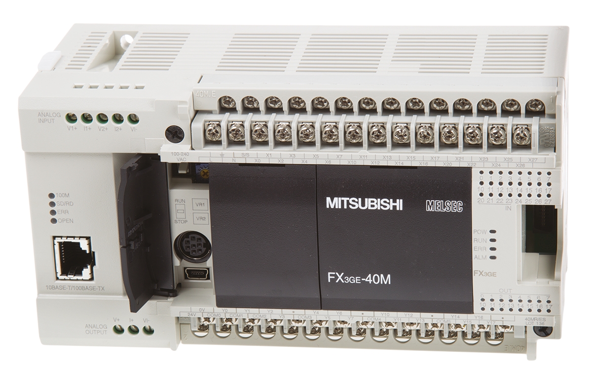 fx3ge-40mres Mitsubishi FX3GE Series PLC CPU for Use with FX3 Series, Relay Output, 24-Input, DC Input