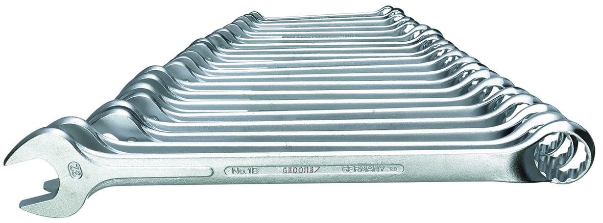 Gedore 8-Piece Combination Wrench Set, 8, 9, 10, 11, 12, 13, 14, 15, 16, 17, 18, 19, 21, 22, 23, 24, 26, 27, 30, 32 mm,