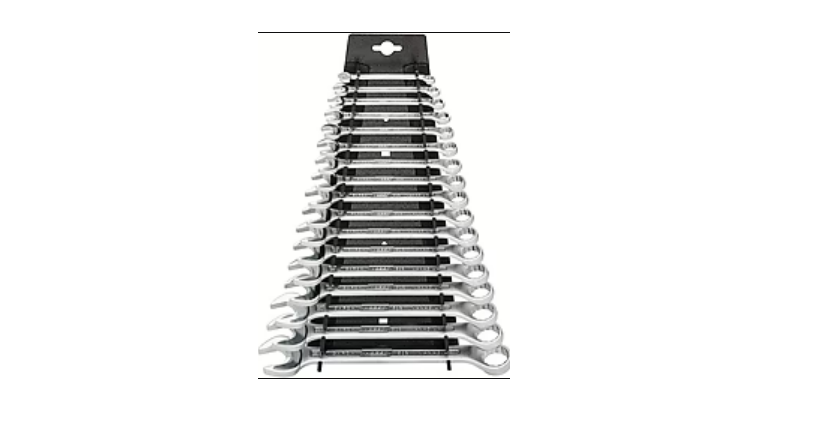 HAZET 17-Piece Wrench Set, 6 to 24 mm, Chrome Vanadium Steel
