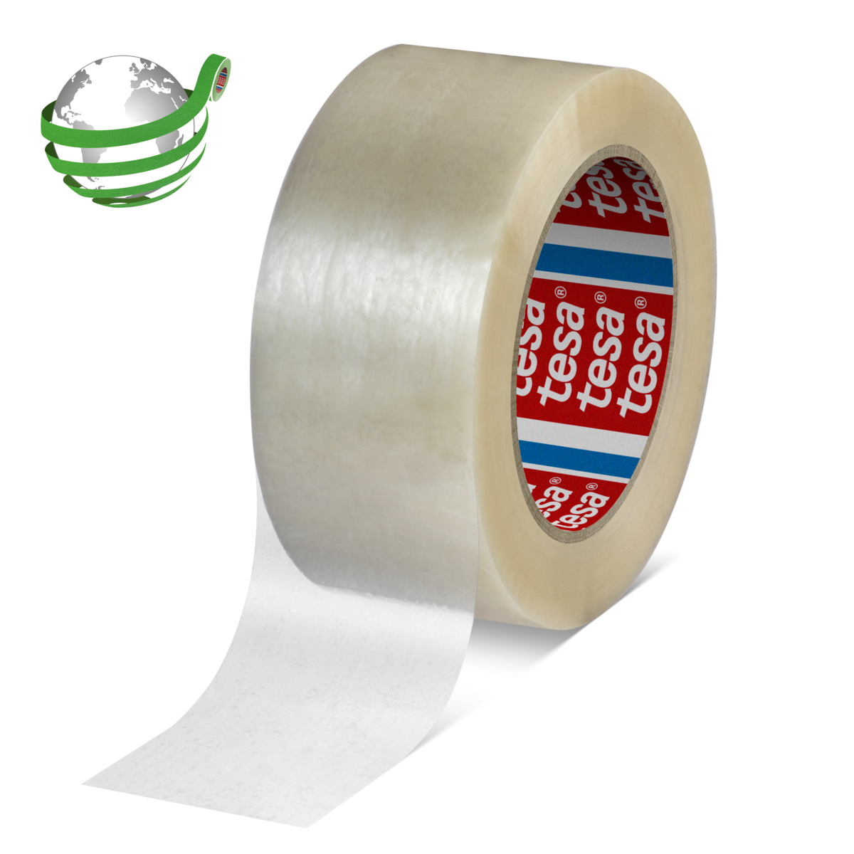 Tesa Transparent 60418 Thin Recycled PET Packaging Tape, 132 m  x  50mm