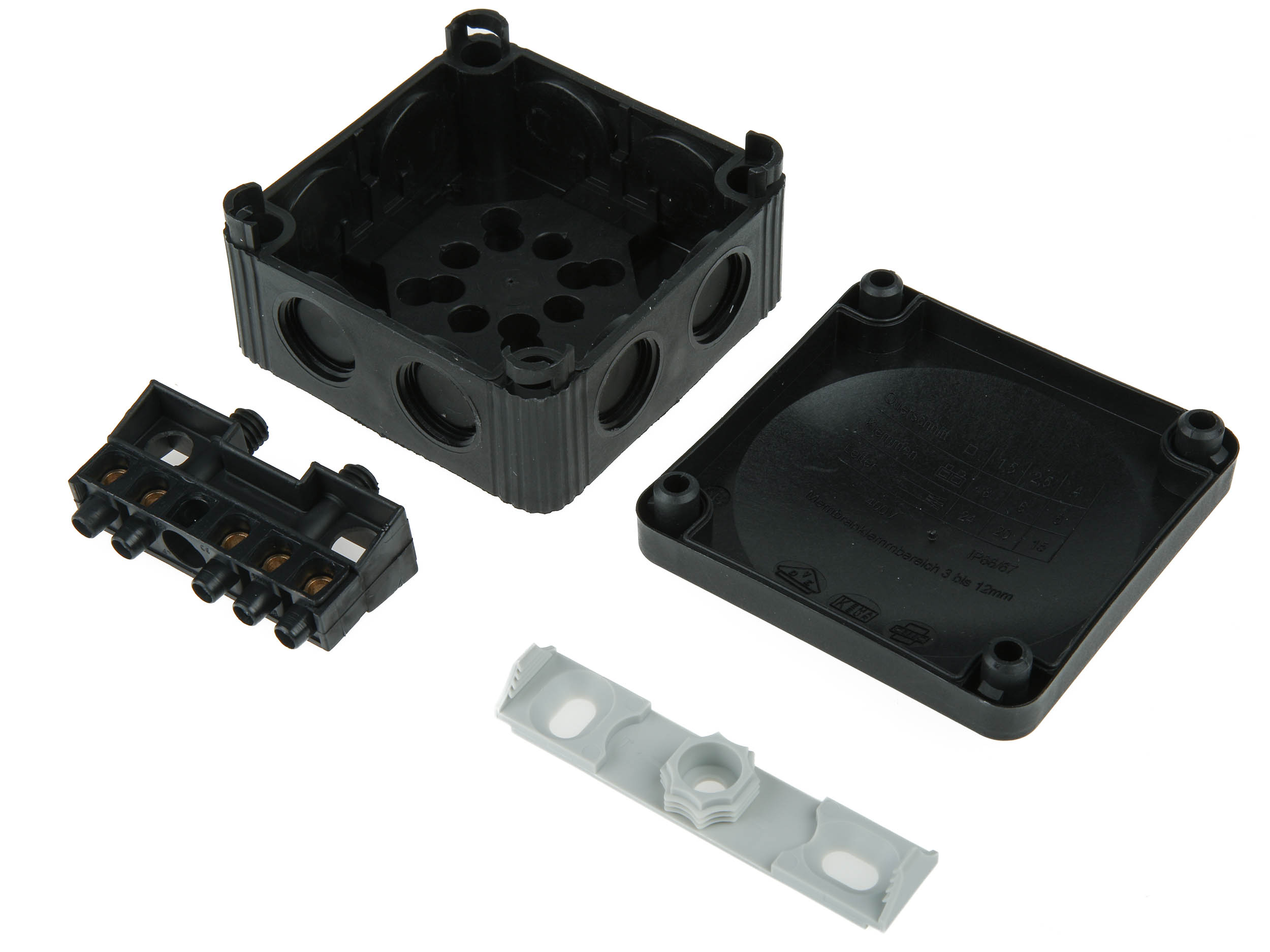 60580 WISKA White, Cover: Red, Light Grey, Black, Box: Grey Reinforced Fibreglass, Polypropylene Junction Box, IP1010, IP66,