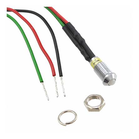 Dialight 606 Series, Green, Red Panel Mount Indicator, Lead Wire Termination 2V dc, 6 mm