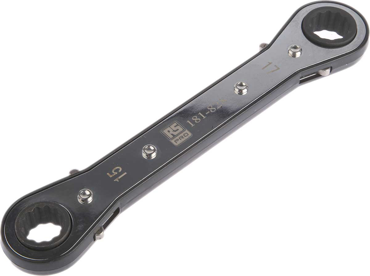 606-945 RS PRO 5-Piece Spanner Set, 7 x 8 To 15 x 17 mm, Chrome Vanadium Steel