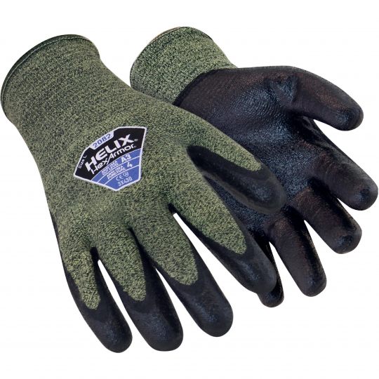 Hexarmor Green Aramid, Wool Work Gloves, Size 10, Neoprene Coating