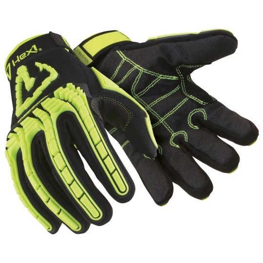Hexarmor Black Nylon, Spandex Work Gloves, Size 8, Polyvinyl Chloride Coating