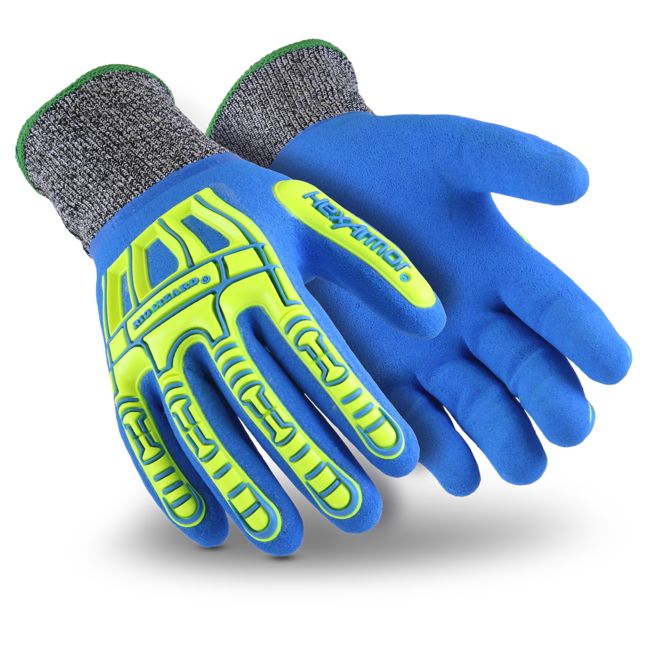 Hexarmor Blue Fibreglass, HPPE Work Gloves, Size 8, Nitrile Coating