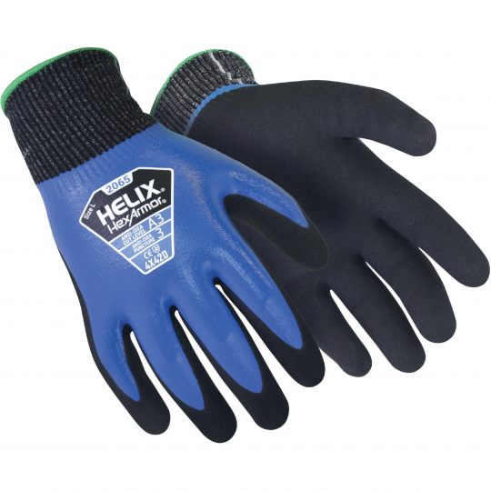 Hexarmor Black, Blue HPPE Work Gloves, Size 6, Nitrile Coating