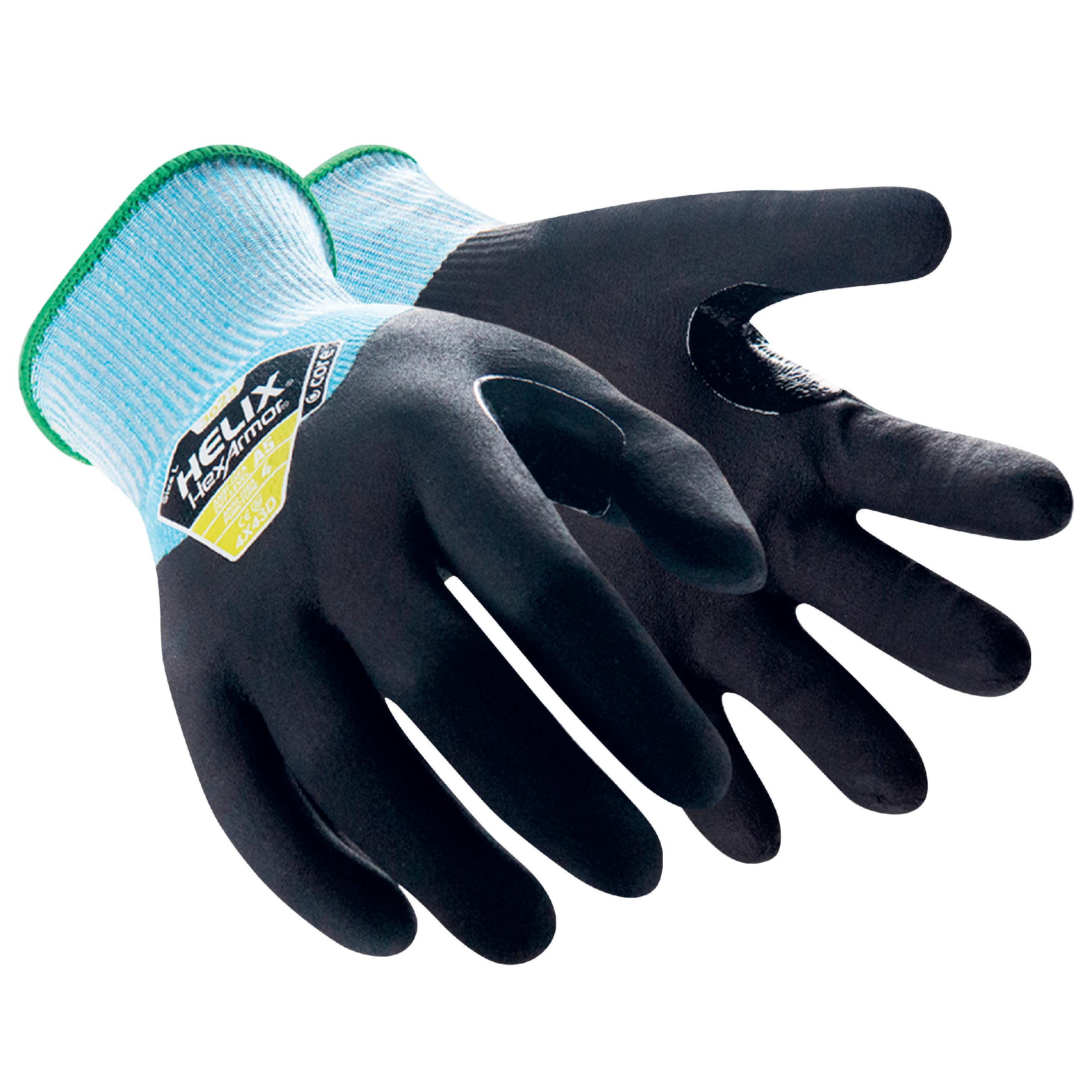 Hexarmor 3023 Black, Blue HPPE, Polyester Work Gloves, Nitrile Foam Coating