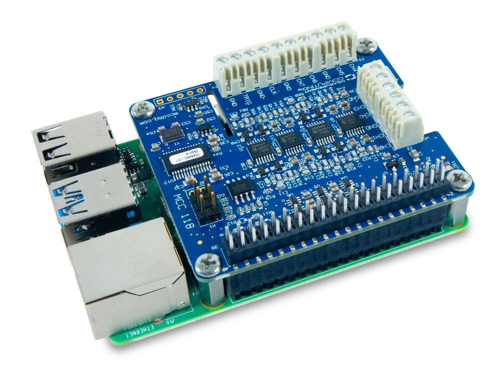 Digilent MCC 118, 8 SE Analogue Inputs Voltage Measurement DAQ HAT for Raspberry Pi