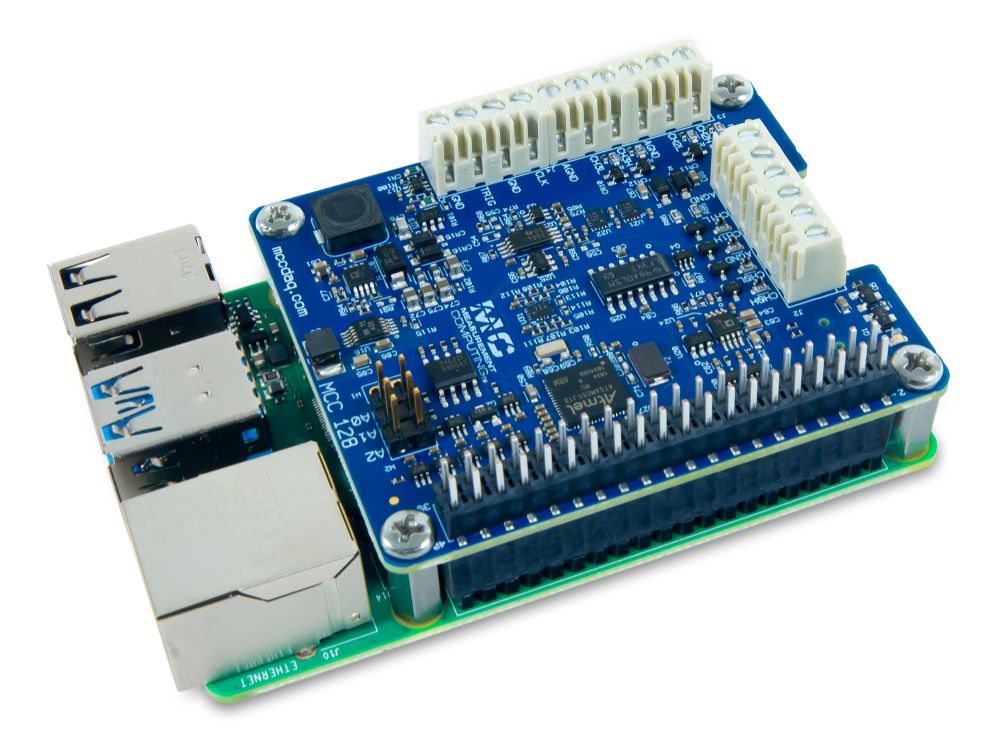 Digilent 8 SE/4 DIFF Analogue Inputs, MCC 128, Multiple Input Ranges Voltage Measurement DAQ HAT for Raspberry Pi