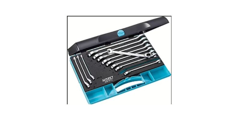 HAZET 12-Piece Wrench Set, 8 to 19 mm, Chrome Vanadium Steel