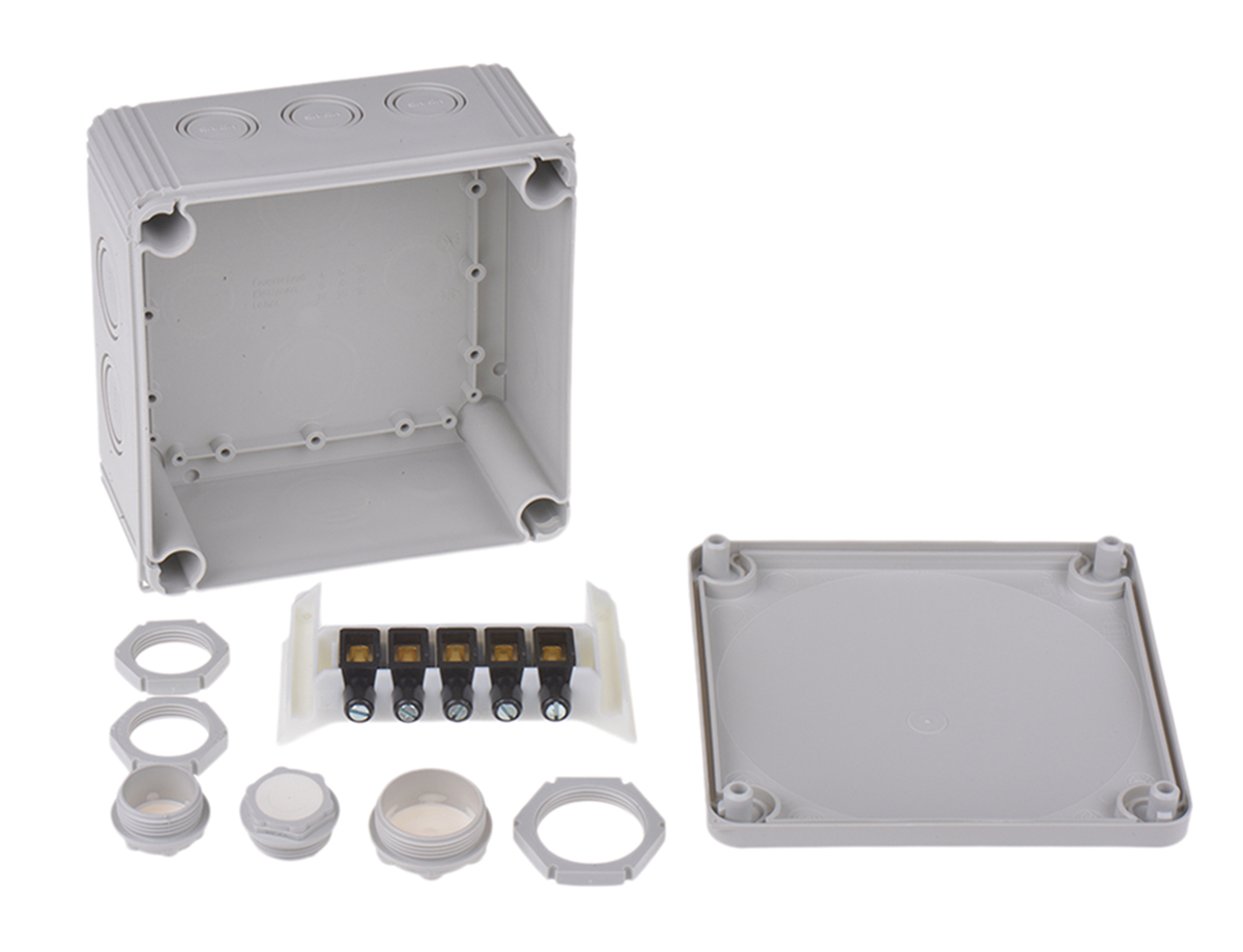 60703 WISKA COMBI Series Grey Reinforced Fibreglass, Polypropylene Junction Box, IP67, IP66, 140 mm, 140mm 82 mm