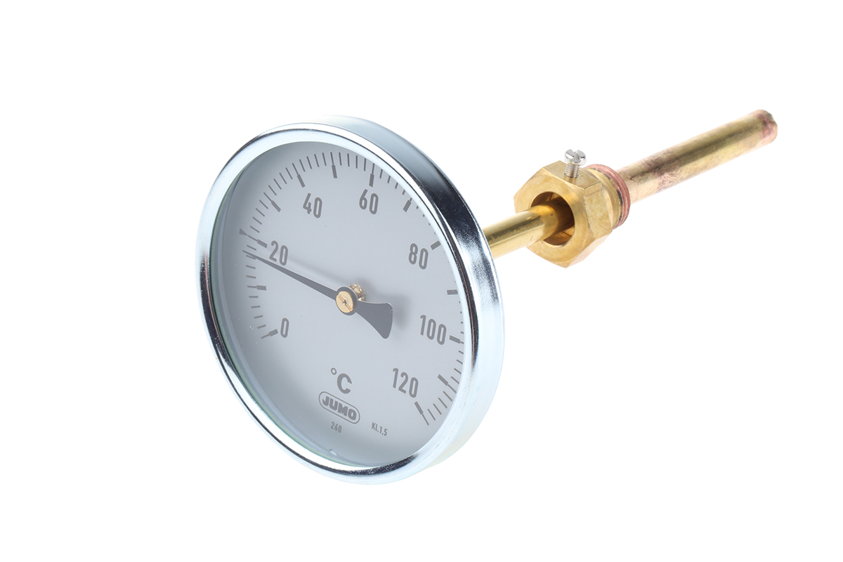 Jumo Temperature Gauge Dial Thermometer 120 °C, 608001/0110-818-913-12-104-46-46-100/000