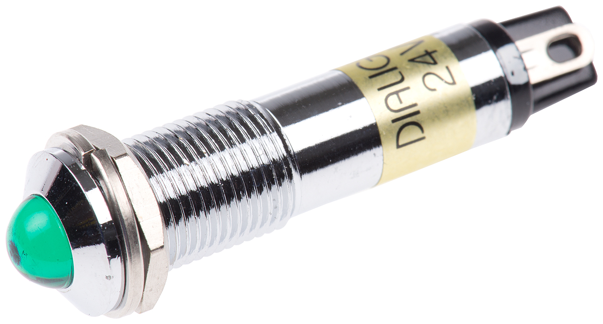 Dialight 609 Series, Green Indicator, Solder Tab Termination 24V dc, 9 mm