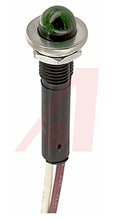 VCC 6091M Series LED Indicator, Green Panel Mount Indicator, Wire Lead Termination, 9.65 mm