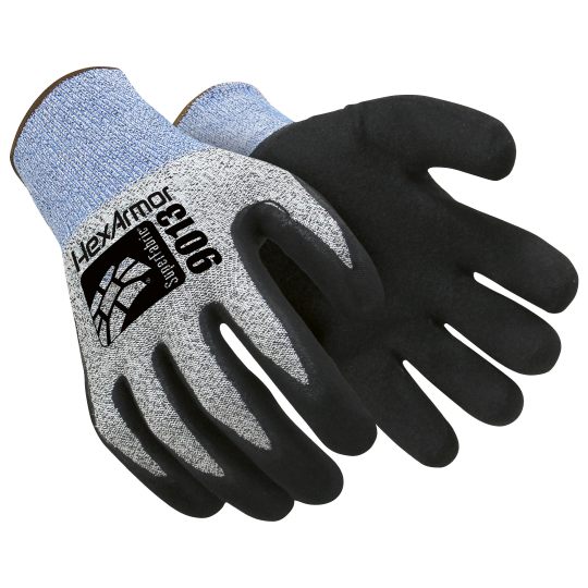 Hexarmor Black, Blue, Grey Fibreglass, HPPE Cut Resistant Gloves, Size 11, Nitrile Coating