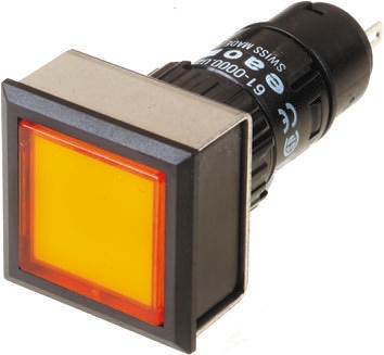 EAO, 61, Panel Mount Yellow LED Pilot Light, 16 mm Cutout, IP65, Square, 250V