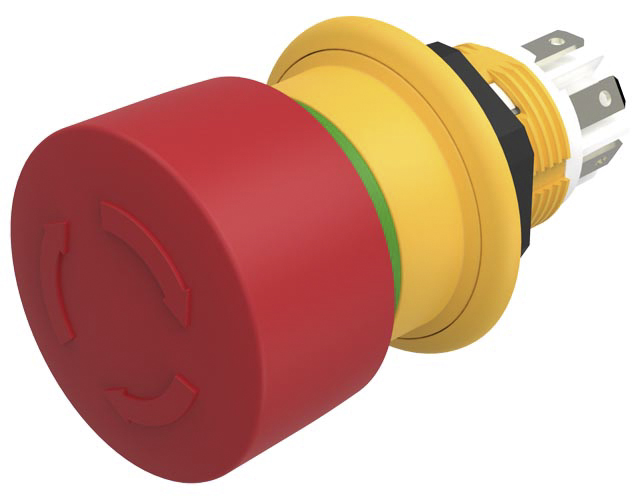 EAO 61 Compact Series Twist Release Emergency Stop Push Button, Panel Mount, 16 mm Cutout, 3 NC, IP67, IP69K