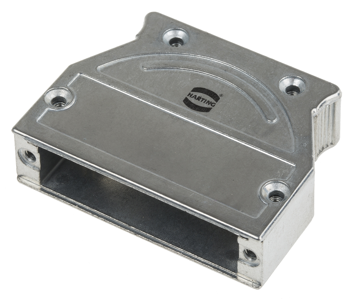 61030010012 HARTING Metal Angled, Straight D-Sub Backshell, 25 Way Strain Relief